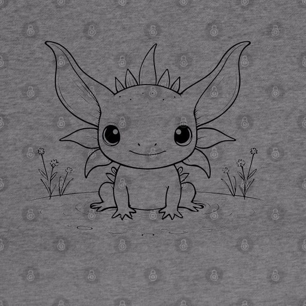 Cute Baby Axolotl Animal Outline by Zenflow